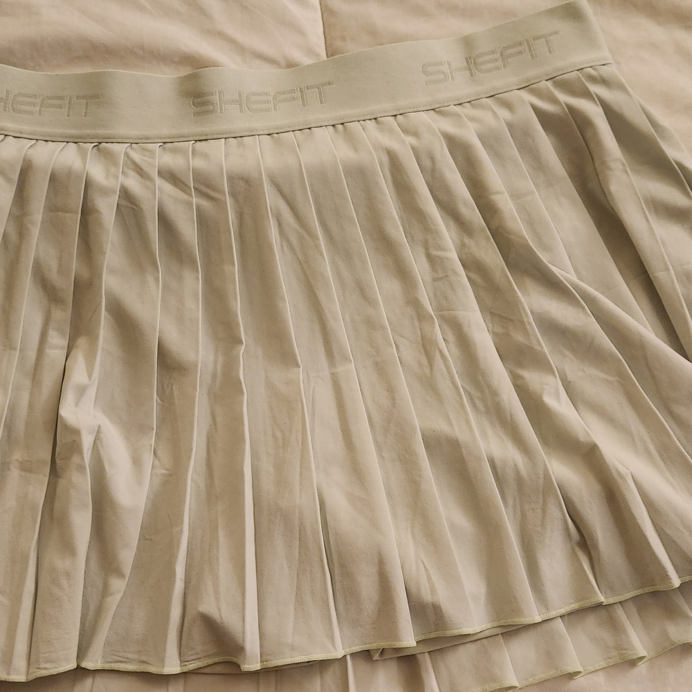 SHEFIT Cream Skater Mini Skirt